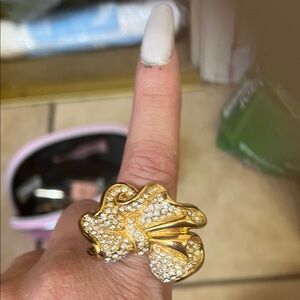 Gold and Silver Crystal  Ring